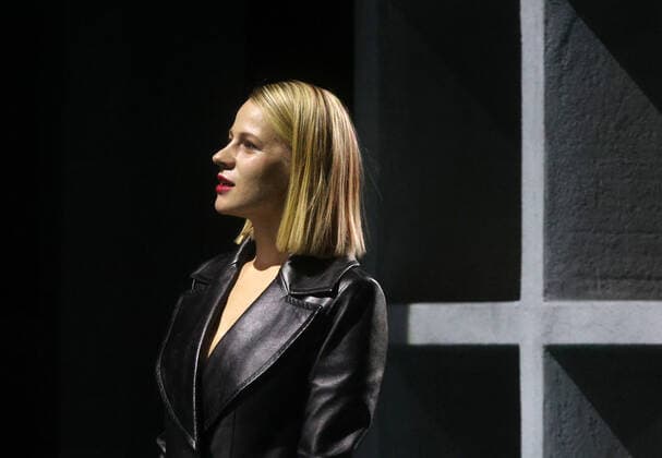MOSCOW, RUSSIA - NOVEMBER 10, 2020: Actress Alexandra Rebenok in a scene from a theater production of Fyodor Dostoyevsky s novel Demons staged by director Konstantin Bogomolov at the Palace on the Yauza theater and concert hall. Sergei Fadeichev TASS  TS0EDC7C