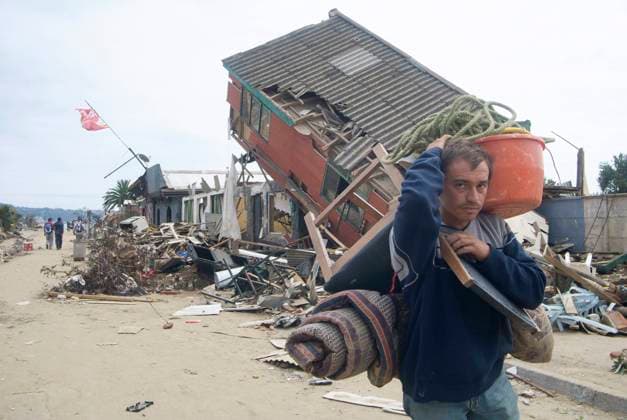 February 27, 2010, ConcepcioN, Santiago, Chile: Saturday February 27 an 8.8 magnitude earthquake shook the coasts of southern CHILE. The epicenter was located in the Chilean sea, off the coast of the BioboÂ­o Region. The earthquake lasted 4 minutes in the areas near the epicenter, after which successive Tzunamis occurred causing devastation and deaths ConcepcioN Chile - ZUMAa202 20100227_zip_a202_005 Copyright: xFranciscoxAriasx