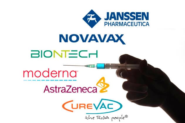 Symbolbild Impfstoffkandidaten, BIONTECH, NOVAVAX, MODERNA, ASTRAZENECA, CUREVAC, JANSSEN PHARMACEUTICA, Hand mit Spritze, Corona-Krise, Baden-Württemberg, Deutschland Coronavirus Impfstoff