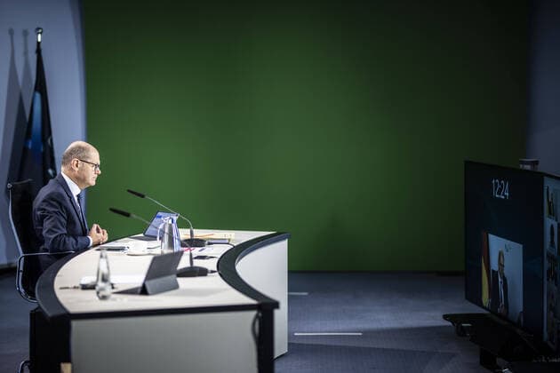 News Bilder des Tages Olaf Scholz, Bundesminister der Finanzen, aufgenommen im Rahmen einer Videokonferenz in Berlin, 20.11.2020. Berlin Germany Copyright: xFlorianxGaertnerx