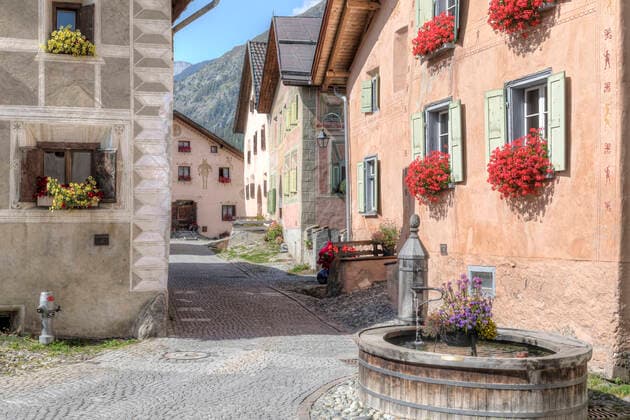 Guarda, Scuol, Lower Engadine, Grisons, Switzerland, Europe *** Guarda, Scuol, Lower Engadine, Grisons, Switzerland, Europe