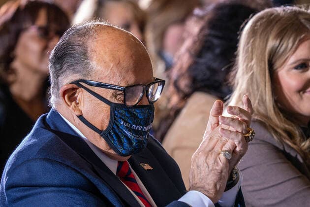 Rudy Guliani, President Trump attorney, delivers remarks at a Pennsylvania state hearing on election issues, in Gettysburg, Pennsylvania on Wednesday, November 25, 2020.  WAP20201125512 KENxCEDENO