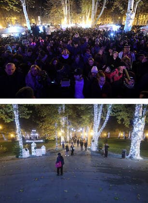 PXL_Combo of last year s and this year s Advent in Zagreb Combo of last year s and this year s Advent in Zagreb, Croatia on November 29, 2020. LukaxStanzl PIXSELL