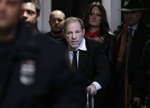 American film producer Harvey Weinstein exits Manhattan Court as jury selection continues in his sexual misconduct trial on Friday, January 10, 2020, in New York City. Harvey Weinstein is scheduled to stand trial on rape charges.  POY2020NF092 JOHNxANGELILLO