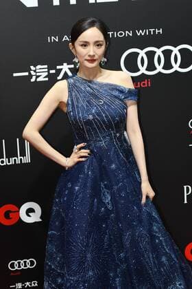 Chinese actress and singer Yang Mi shows up in blue dress, showing off her elegance at the red carpet for the GQ Men of The Year 2020, Shanghai, China, 4 December 2020.