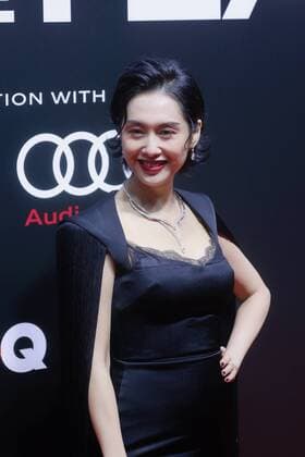 Hong Kong actress and singer Athena Chu, best known for her role as Zixia Fairy in A Chinese Odyssey, shows up in black dress, showing off her elegance at the red carpet for the GQ Men of The Year 2020, Shanghai, China, 4 December 2020.