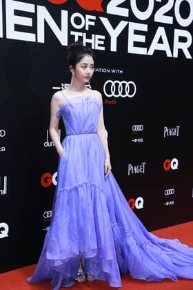 Chinese actress Tan Songyun shows up in blue dress, showing her beauty and cuteness at the red carpet for the GQ Men of The Year 2020, Shanghai, China, 4 December 2020.