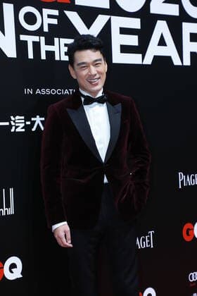 Taiwanese actor Wang Yaoqing, also known as David Wang, shows up in red suit, showing off his gentle and elegance at the red carpet for the GQ Men of The Year 2020, Shanghai, China, 4 December 2020.