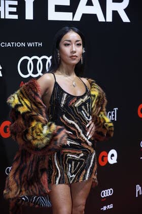 Chinese singer and actress Jike Junyi shows up in leopard-print dress, showing off her beauty and great body shape, at the red carpet for the GQ Men of The Year 2020, Shanghai, China, 4 December 2020.