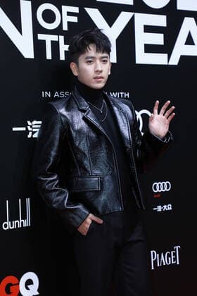 Chinese actor Chen Ruoxuan shows up in a black jacket at the red carpet for the GQ Men of The Year 2020, Shanghai, China, 4 December 2020.