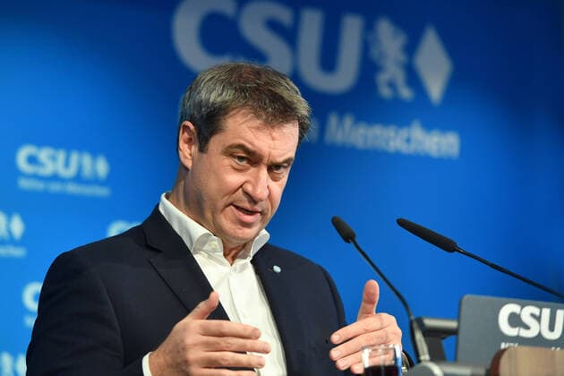 Markus SOEDER (Ministerpraesident Bayern und CSU Vorsitzender),Gestik, Einzelbild,angeschnittenes Einzelmotiv,Portraet,Portrait,Porträt. Pressestatement Markus SOEDER (Ministerpraesident Bayern und CSU Vorsitzender) vor CSU Vorstandssitzung in der CSU Zentrale in Muenchen am 07.12.2020