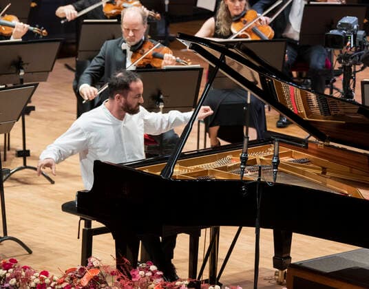 Russian German pianist Igor Levit toghether with French conductor Stéphane Denève not pictured and the Royal Stockholm Philharmonic Orchestra perform Beethoven s Piano Concerto No 5 Emperor Concerto during the Nobel Prize Concert 2020 at the Stockholm Concert Hall, in Stockholm, Sweden, on Dec 08, 2020 Stockholm SWEDEN x10080x,  Copyright: xFredrikxSandberg TTx SWEDEN NOBEL PRIZE CONCERT