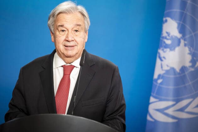 Antonio Guterres, Generalsekretaer der Vereinten Nationen, aufgenommen im Rahmen einer Pressekonferenz im Auswaertigen Amt in Berlin, 17.12.2020. Berlin Germany *** Antonio Guterres, Secretary-General of the United Nations, at a press conference at the Federal Foreign Office in Berlin, 17 12 2020 Berlin Germany Copyright: xJaninexSchmitz photothek.dex