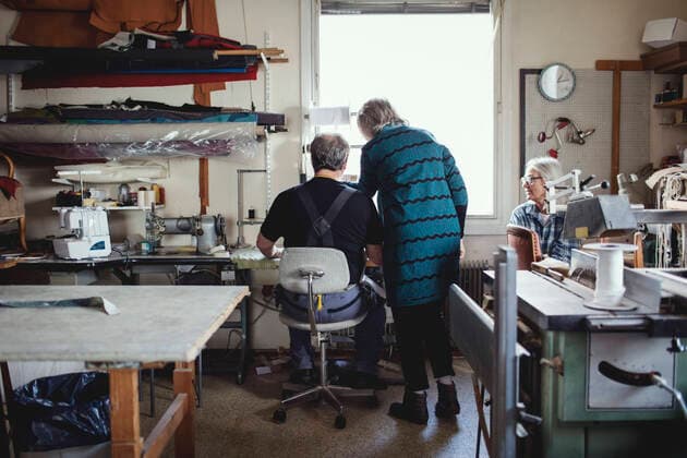 Male and female senior owners discussing while working at workshop , model released, property released Copyright: xMaskotx , MA61371