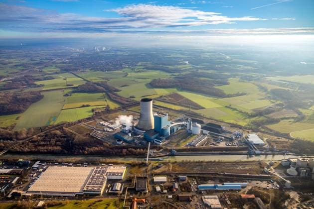 Luftbild des Kraftwerk Datteln 4, EON4 einem Kohlekraftwerk am Dortmund-Ems-Kanal in Datteln in Nordrhein-Westfalen, Deutschland. !ACHTUNGxMINDESTHONORARx60xEURO! *** Aerial view of the Datteln 4 power plant, EON4 a coal-fired power plant on the Dortmund Ems Canal in Datteln in North Rhine-Westphalia, Germany ATTENTIONxMINDESTHONORARx60xEURO