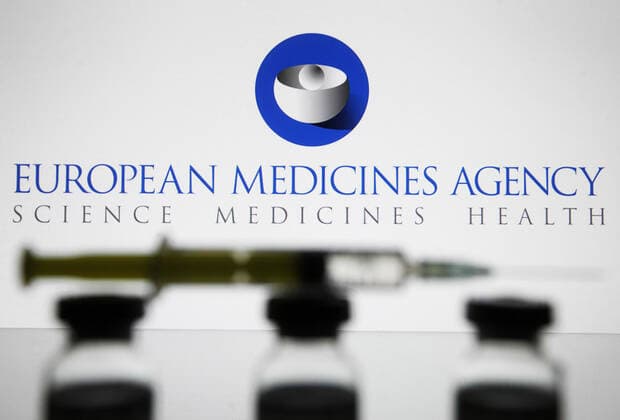 December 19, 2020, Ukraine: In this photo illustration the vials and a medical syringe are seen in front of the European Medicines Agency (EMA) agency of the European Union in charge of the evaluation and supervision of medicinal products logo..The European Union nears the COVID-19 coronavirus vaccine approval by European Medicines Agency (EMA), reportedly by media. Ukraine - ZUMAs197 20201219_zab_s197_004 Copyright: xPavloxGoncharx