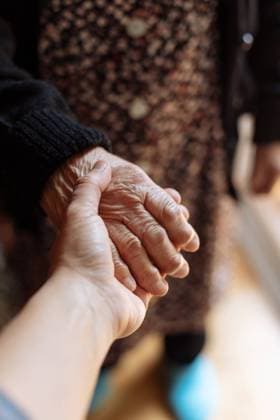 Grandson holding his grandmother s hand, Model released Copyright: xMarcosxOsoriox MR