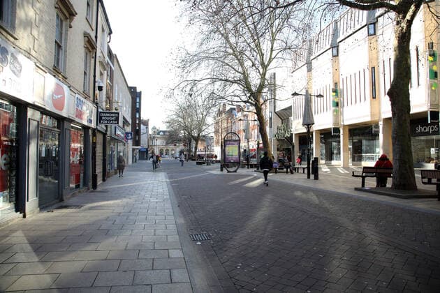 Peterborough city centre today, (Sunday Dec 20), after it was announced by Prime Minister Boris Johnson that Peterborough, along with London and the South East, will be placed into the new highest level of Coronavirus restrictions, Tier 4 - Very High. It was placed in Tier 3 for only 24 hours before this new move by the Government. 