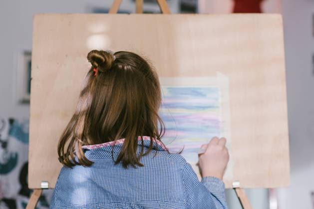 Child drawing on canvas, Model released, Property released Copyright: xRamonxLopezx MR