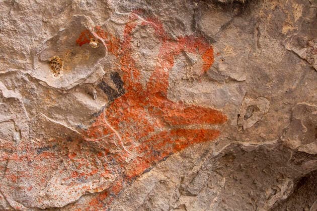 Rock art pictographs of the Cochimi people, Cueva del Raton, UNESCO World Heritage Site, Sierra de San Francisco, Baja California Sur, Mexico, North America Copyright: MichaelxNolan 1112-5605