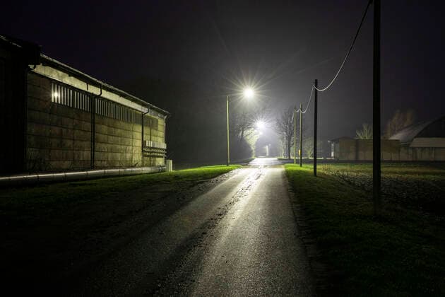 Deutschland, Uckermark, Dorf bei Nacht, 01.01.2021