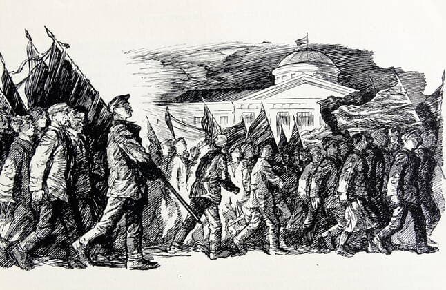 Illustration depicting the February, 1917 Russian Revolution. Illustration depicting the February, 1917 Russian Revolution. Copyright: WorldxHistoryxArchive 917_05_WHA_153_0572