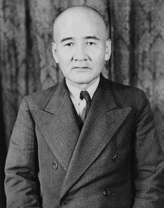 Takazumi Oka (1890 - 1973) Navy Vice Admiral Takazumi Oka (1890 - 1973) Navy Vice Admiral. Navy undersecretary in the Tojo Cabinet. After the Pacific War, he was sentenced to life imprisonment in the International Military Tribunal for the Far East and served in prison. He was released on parole in 1954 Copyright: WorldxHistoryxArchive 917_05_WHA_153_0828