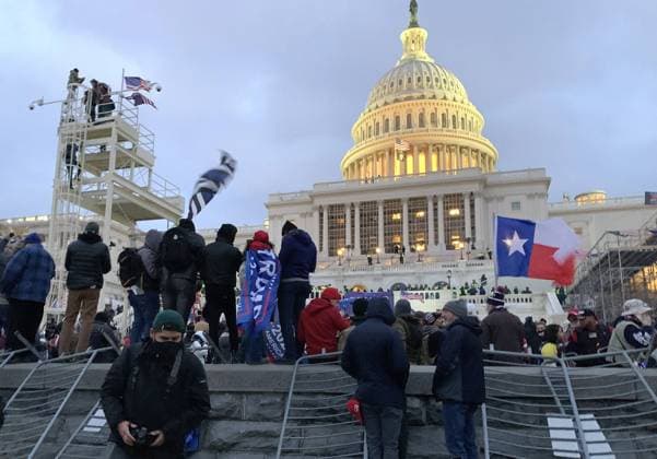 WASHINGTON, D.C., UNITED STATES - JANUARY 6, 2021: Supporters of incumbent US President Donald Trump stage a rally outside the Capitol Building. Vladislav Pavlov TASS  TS0F3C22
