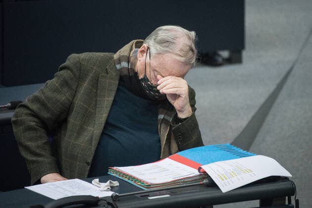 Alexander Gauland (AfD) am 13.01.2021 im Bundestag in Berlin. Foto: bildgehege Bundestag Aussprache Impfbeginn