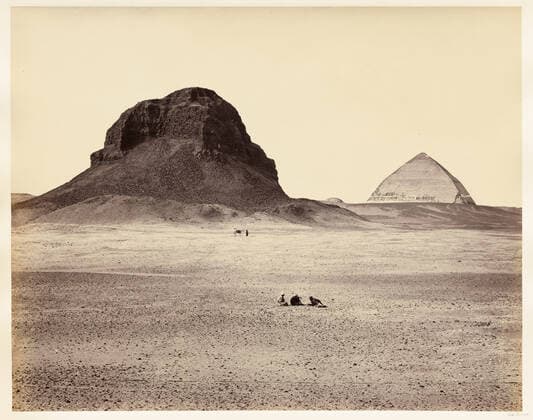 Francis Frith, English, 1822 1898, Pyramids of Dahshoor from the East, 1857, Albumen print from wet collodion negative, 15 x 19 in. (38.1 x 48.3 cm) 