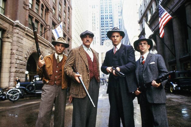 Archivbilder der Woche KW02 Andy Garcia, Sean Connery, Kevin Costner, Charles Martin Smith, The Untouchables (1987) Paramount File Reference 34082-118THA Hollywood CA USA  Copyright: xCinemaxLegacyxCollection ThexHollywoodxArchivex 34082118THA