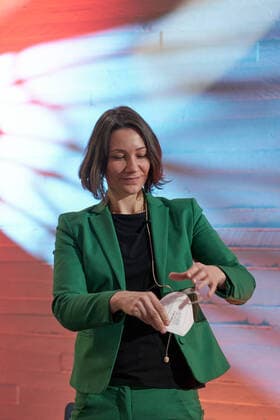 Die rheinland-pfälzische Umwelt- und Integrationsministerin Anne Spiegel (Grüne)beim Neujahrsempfang der Handwerkskammer Koblenz Anne Spiegel *** The Rhineland-Palatinate Minister for the Environment and Integration Anne Spiegel Greens at the New Years Reception of the Koblenz Chamber of Crafts Anne Spiegel FREY_20210115005.JPG
