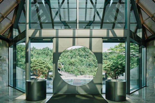 Miho Museum, in Shiga Prefecture, Japan. 80% of the museum has been created underground to preserve its natural environment. It was completed in 1997.  Copyright: xGuxShixYinx