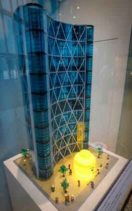 January 18, 2021, Calgary, ab, Canada: A Lego sculpture of The Bow building by artist Roy Nelson is unveiled in Calgary, Alta., Monday, Jan. 18, 2021. The Lego sculpture, consisting of over 8,500 pieces, will be permanently installed in the lobby of The Bow. Calgary Canada - ZUMAc35_ 20210118_zaf_c35_024 Copyright: xJeffxMcintoshx