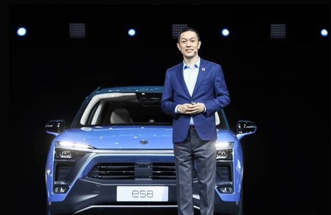 BEIJING, CHINA - DECEMBER 16: William Li Bin, founder and chief executive officer of China s electric vehicle (EV) maker NIO Inc., speaks during the launching ceremony of the ES8 sport utility vehicle (SUV) on December 16, 2017 in Beijing, China.  Copyright: xVCGx CFP111199444993