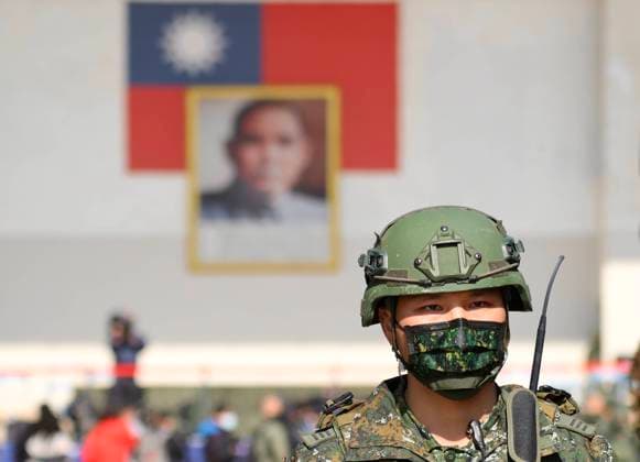 January 19, 2021, Hsinchu, Hsinchu, Taiwan: A Taiwanese National Army soldier walks during the National Army Lunar New YearÃ¢â‚¬â ¢s Military Drill for Preparedness Enhancement 2021 in Taiwan. The Drill deploys armoured vehicles, tanks and military equipments including CM34, CM11, CM22, M1045, and drones for monitoring and reclaiming a building seized by terrorists under simulation as a gesture to improve national security level. Hsinchu Taiwan - ZUMAs313 20210119_zip_s313_023 Copyright: xDanielxCengxShou-Yix