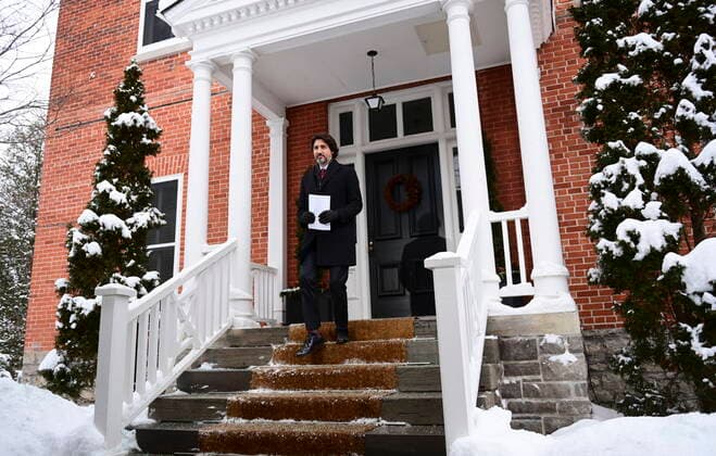 January 22, 2021, Ottawa, on, Canada: Prime Minister Justin Trudeau holds a press conference at Rideau Cottage in Ottawa on Friday, Jan. 22, 2021. Ottawa Canada  - ZUMAc35_ 20210122_zaf_c35_006 Copyright: xSeanxKilpatrickx