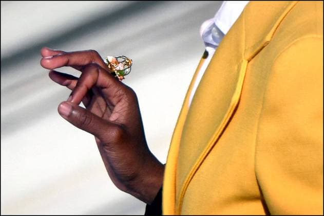 IMAGO ICONS: Amanda Gorman January 20, 2021, Washington, DC, USA: Youth Poet Laureate Amanda Gorman delivers a powerful poem at the Inauguration ceremony for President Joe Biden and Vice President Kamala Harris at the U.S. Capitol in Washington DC on January 20, 2021. She wears a birdcage ring gifted by Oprah Winfrey represents a Ã¢â‚¬ËœCaged BirdÃ¢â‚¬â ¢ to honor poet Maya Angelou. Washington USA - ZUMAg208 20210120_zap_g208_212 Copyright: xCarolxGuzyx