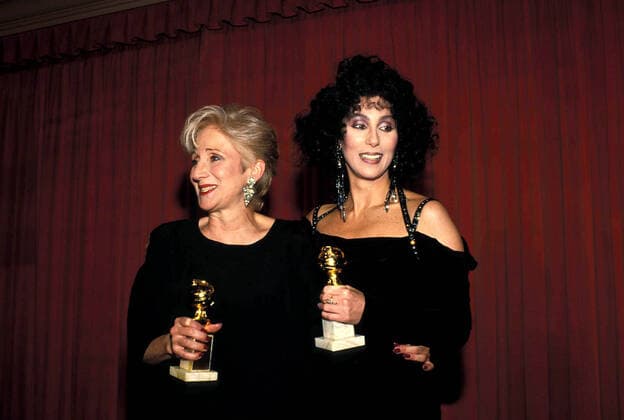 Olympia Dukakis And Cher at the 45th Golden Globe Awards, honoring the best in film and television for 1987 on January 23, 1988 at the Beverly Hilton Hotel. Copyright: xRalphxDominguez MediaPunchx