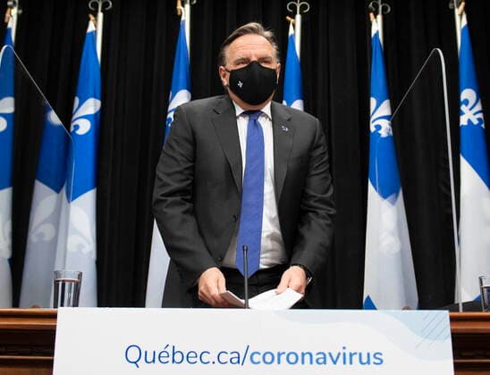 January 28, 2021, Quebec, PQ, Canada: Quebec Premier Francois Legault arrives at a news conference on the COVID-19 pandemic, Thursday, January 28, 2021 at the legislature in Quebec City. Quebec Canada  - ZUMAc35_ 20210128_zaf_c35_030 Copyright: xJacquesxBoissinotx
