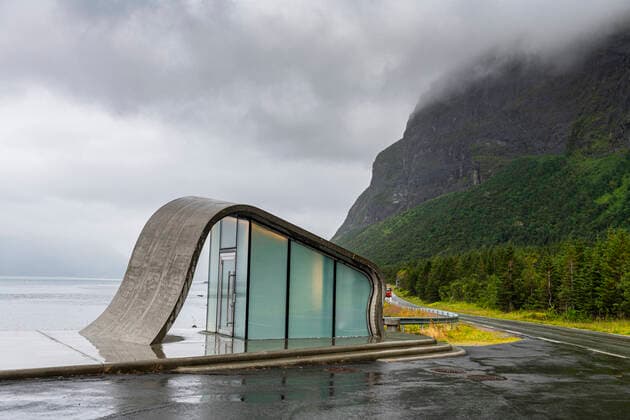 Reststop Ureddplassen toilet, Kystriksveien Coastal Road, Norway, Scandinavia, Europe Copyright: MichaelxRunkel 1184-5120 Editorial Use Only