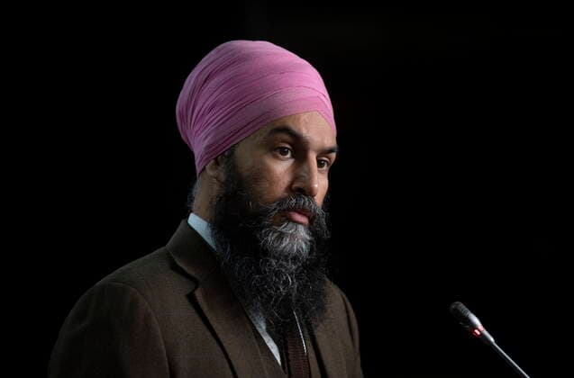 February 3, 2021, Ottawa, on, Canada: NDP Leader Jagmeet Singh listens to a question from a reporter during a news conference on Parliament Hill in Ottawa, Wednesday February 3, 2021. Ottawa Canada  - ZUMAc35_ 20210203_zaf_c35_014 Copyright: xAdrianxWyldx