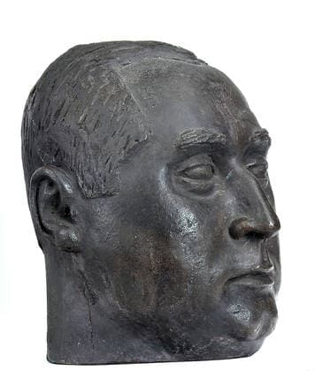 Gustav Heinrich Wolff, Portrait head Gottfried Benn, cast, cast stone, Total: Height: 32,3 cm, small sculptures, sculptures, statuary, portrait, head picture, writer, poet, author, head, face, Gottfried Benn, Classic Modernism  Copyright Artokoloro LCMH201205_08347