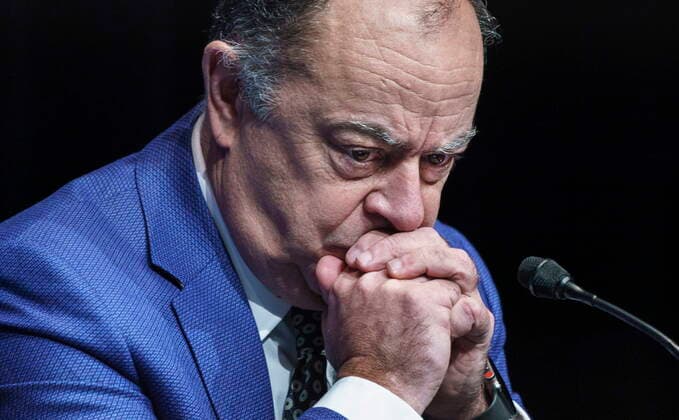 February 5, 2021, Montreal, PQ, Canada: Quebec Minister of Health and Social Services Christian Dube listens to a question during a news conference in Montreal, on Friday, February 5, 2021. Montreal Canada  - ZUMAc35_ 20210205_zaf_c35_018 Copyright: xPaulxChiassonx