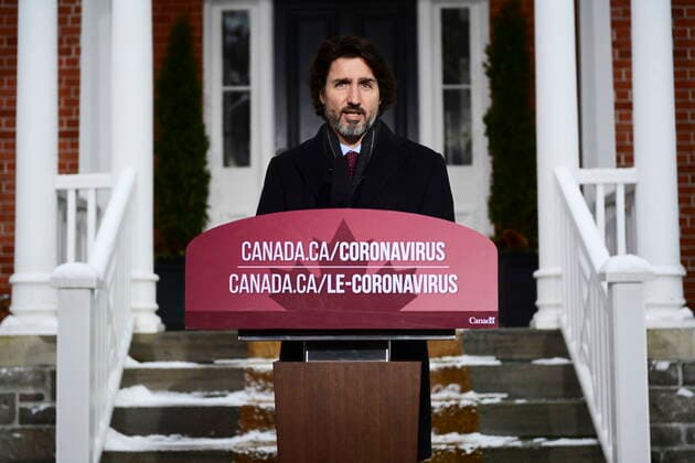 News Bilder des Tages February 5, 2021, Ottawa, on, Canada: Prime Minister Justin Trudeau holds a news conference at Rideau Cottage in Ottawa on Friday, Feb. 5, 2021. Ottawa Canada  - ZUMAc35_ 20210205_zaf_c35_024 Copyright: xSeanxKilpatrickx