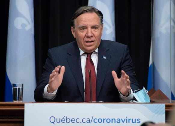 February 9, 2021, QUEBEC, PQ, Canada: Quebec Premier Francois Legault speaks during a news conference on the COVID-19 pandemic, Tuesday, February 9, 2021 at the legislature in Quebec City. QUEBEC Canada  - ZUMAc35_ 20210209_zaf_c35_019 Copyright: xJacquesxBoissinotx