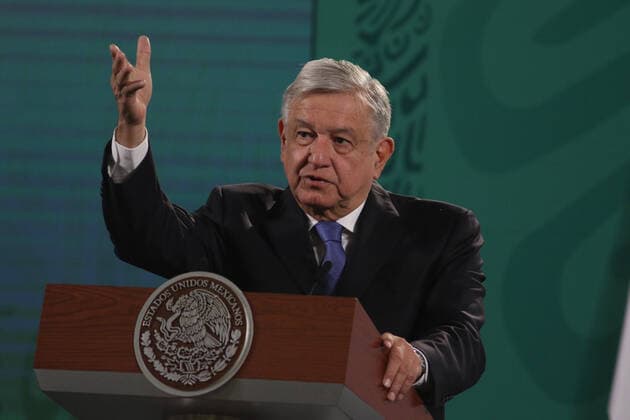 February 12, 2021, Mexico City, Mexico City, Mexico: MexicoÃ¢â‚¬â ¢s President Andres Manuel Lopez Obrador gesticulates during the daily morning press conference at National Palace on February 12, 2021 in Mexico City, Mexico Mexico City Mexico - ZUMAe321 20210212_zia_e321_022 Copyright: xIsmaelxRosasx