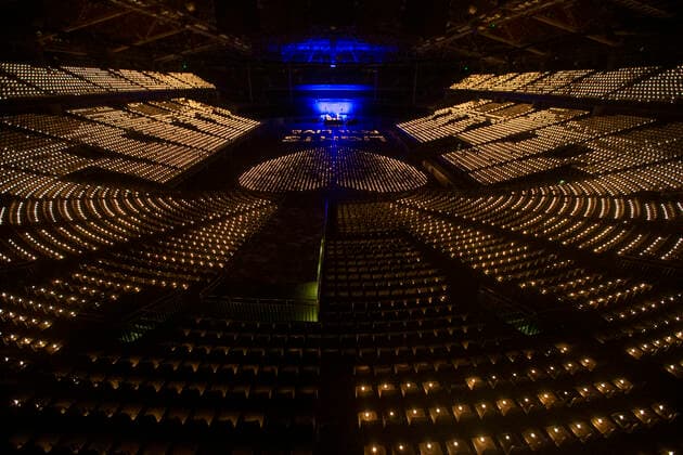 News Bilder des Tages Illustration picture shows the Lighs for Life solidarity campaign of Sportpaleis Group in favor of LIVE2020, the live music sector, Sunday 14 February 2021, in Antwerp.  NICOLASxMAETERLINCK 2644768