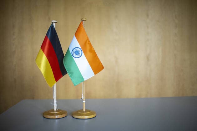 v.l. Flagge Deutschland, Flagge Indien. Germany, India Bonn Deutschland