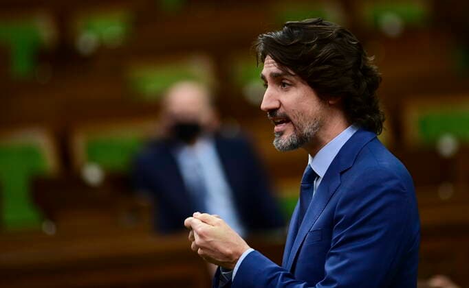 February 17, 2021, Ottawa, on, Canada: Prime Minister Justin Trudeau rises during question period in the House of Commons on Parliament Hill in Ottawa on Wednesday, Feb. 17, 2021. Ottawa Canada  - ZUMAc35_ 20210217_zaf_c35_057 Copyright: xSeanxKilpatrickx